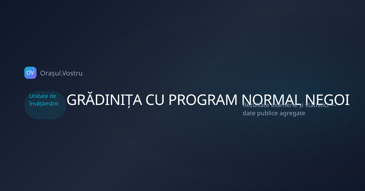 GRĂDINIȚA CU PROGRAM NORMAL NEGOI — Negoi, jud. Dolj | Orașul.Vostru